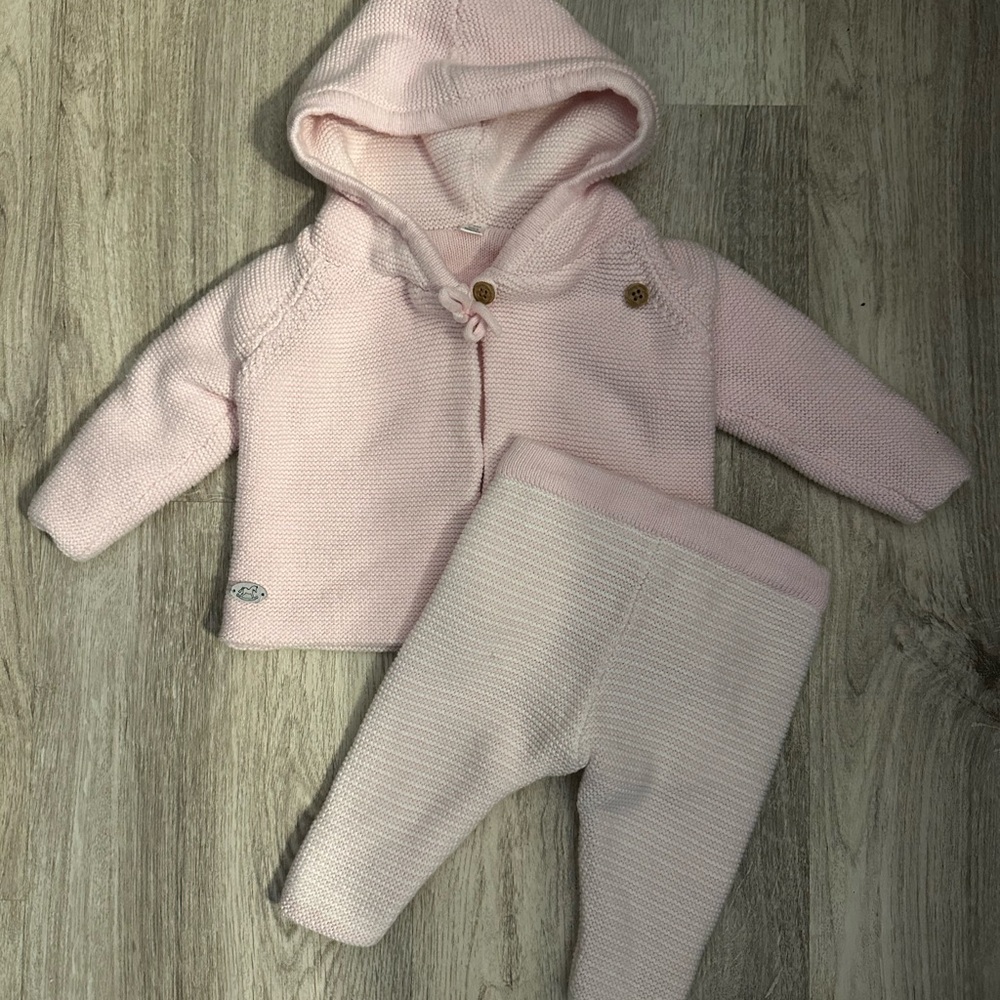 Cozy Pink Knit Kids Matching Set